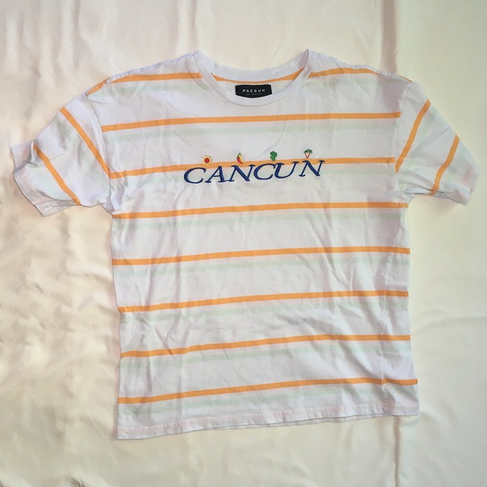 PacSun Cancun Embroidered Striped T-Shirt